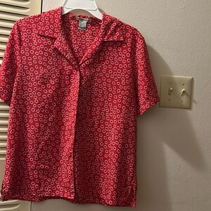 Notations button up dot blouse